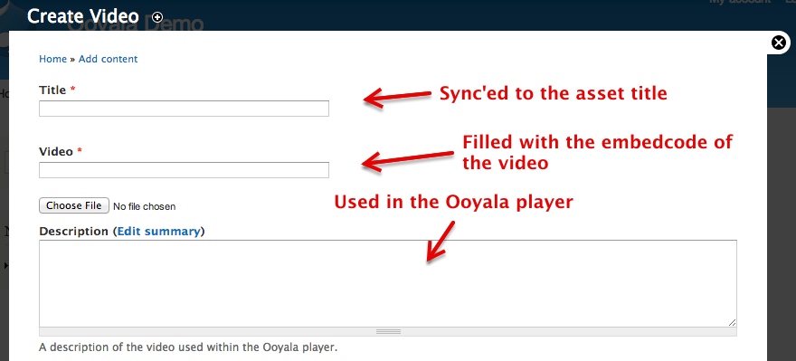 Add content form showing default fields